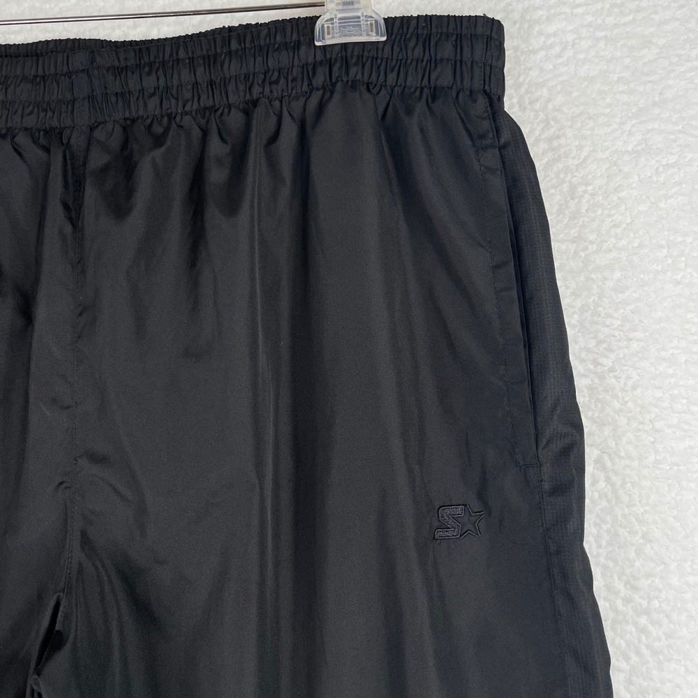 Starter Mens Black Mesh Lined Track Pants XL RM34301 Zipper Cuffs Drawstring